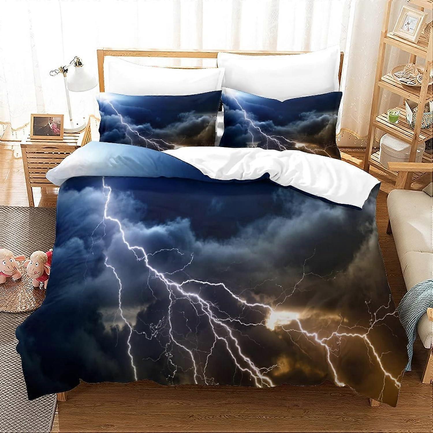 Lightning D Sängkläder, Lättskött Mjuka Mikrofiber Örngott Sängkläder Set för Pojkar Flickor Vuxna Bitar med Dubbel Dragkedja Stängning