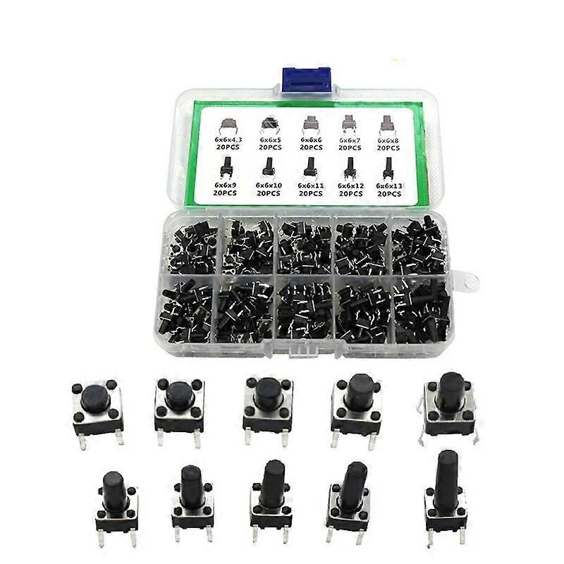 200PCS Light Touch Button Key Switch ABS Key Switch Box Set 10 Kinds Of Specifications