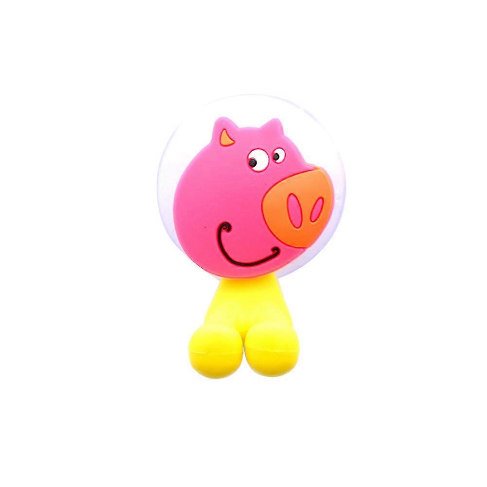1PC PVC Cartoon Pig Toothbrush Rack Suction Cup Wall-mounted Punch-free Toothpaste Holder