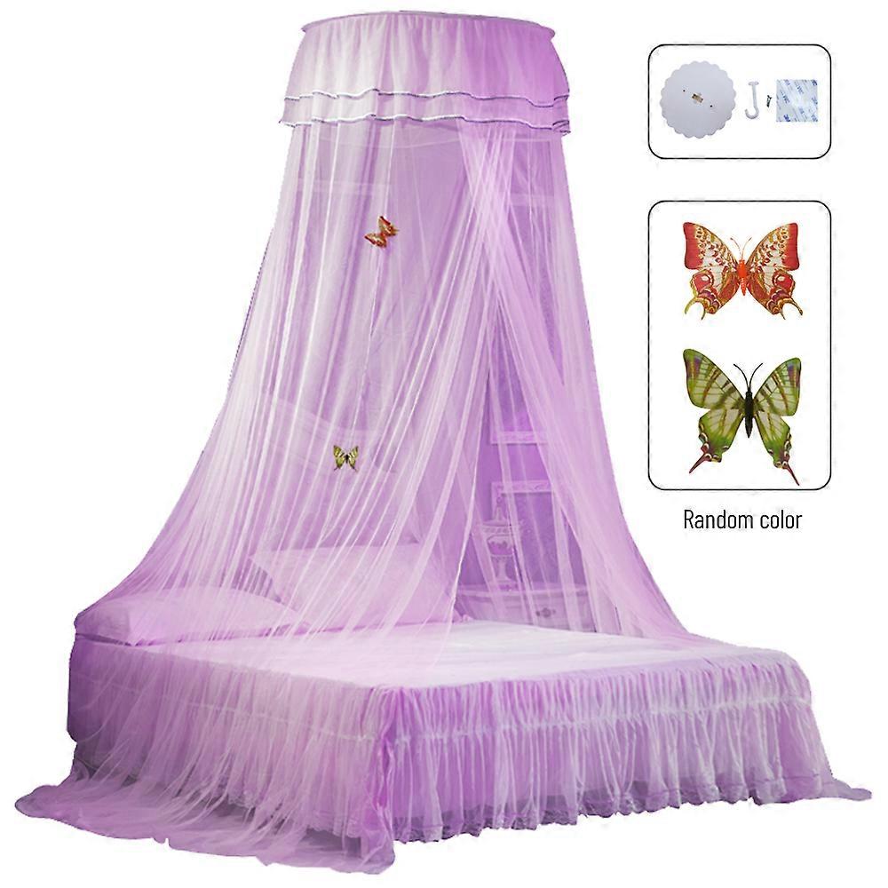 Universal Dome Bed Canopy Single Entrance Fine Mesh Bed Net Lace Curtain Princess Style Bedroom Decoration Easy Installation Pink