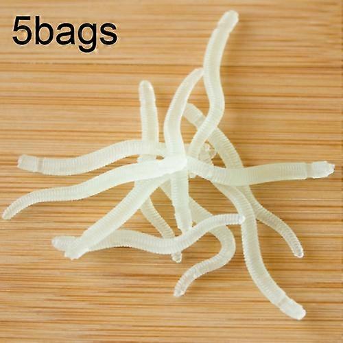 5bags 200PCS 3.5cm Fishy Red Earthworm Fake Bait Luminous Fish Lure