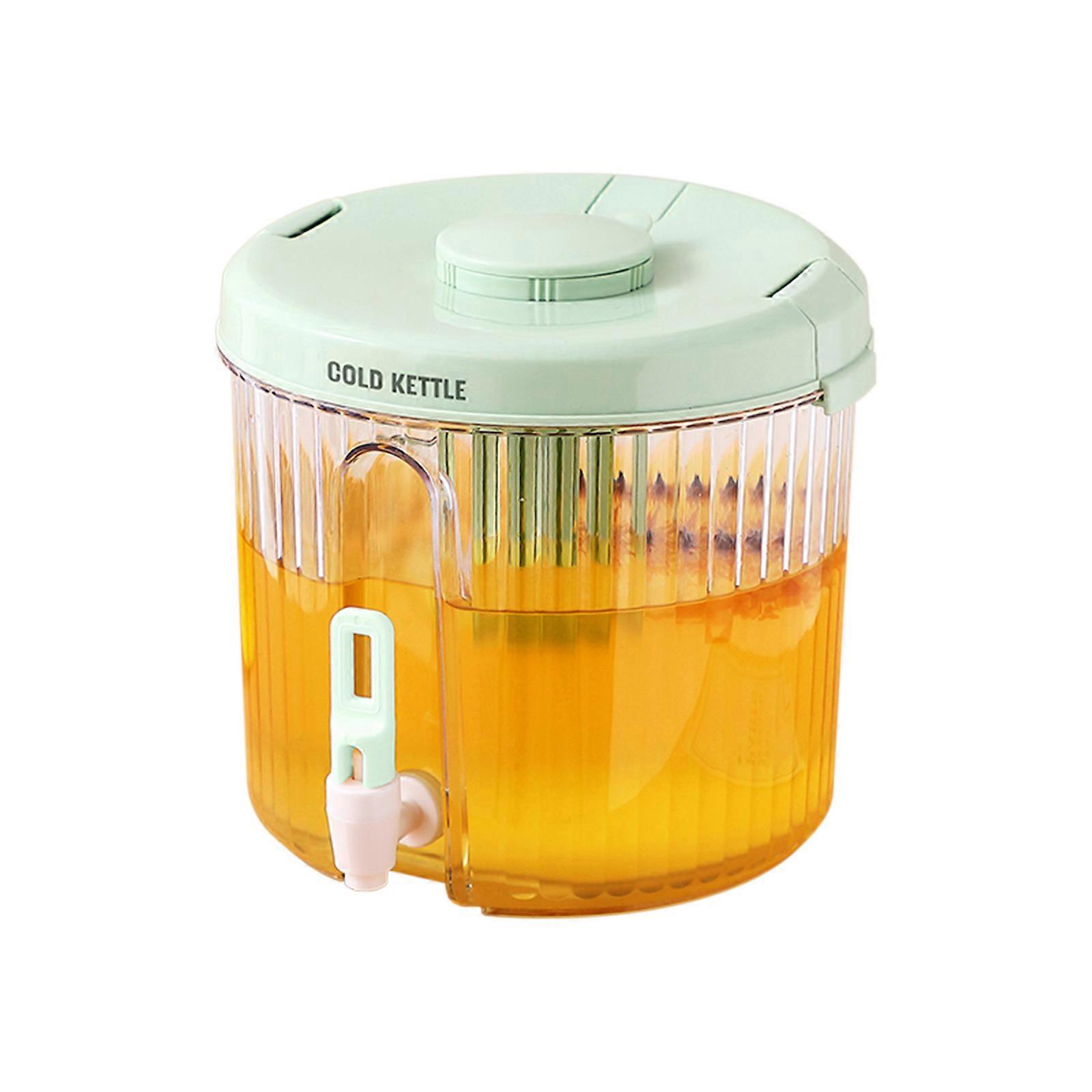 4L Large Capacity Plastic Beverage Dispenser, Drink Dispenser With Tap Ice Lemonade Juice Container With Lid, Fruit Teapot Lemonade Milk Bucket Drink