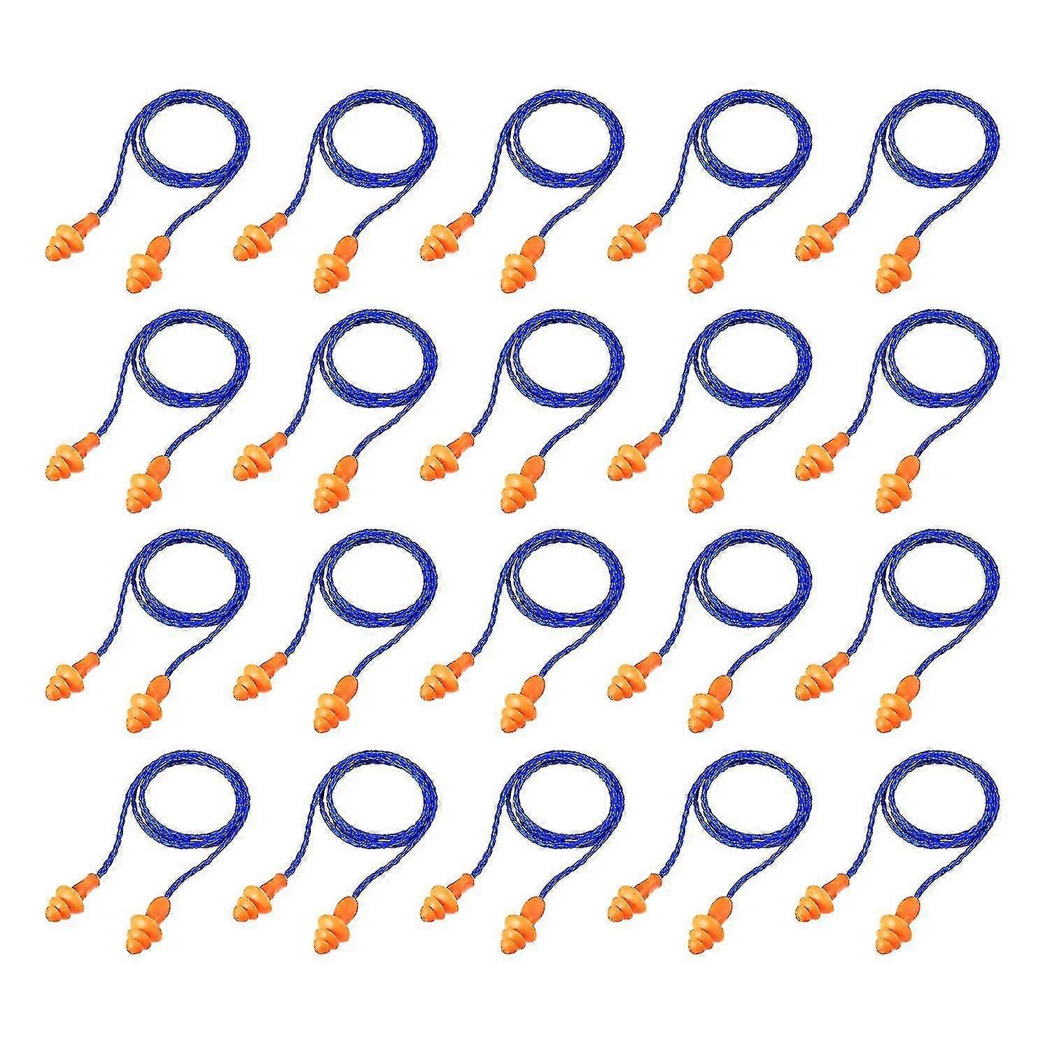20 Pairs Corded Ear Plugs Reusable Silicone Earplugs With String Banded Ear Plug Sleep Noise Cancelling For Hearing Protection