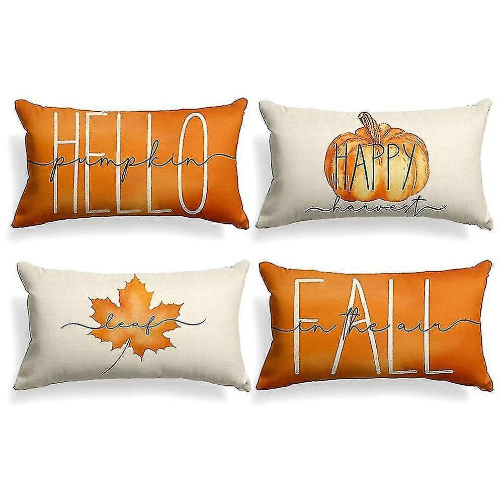 Fall Decor Maple Leaf Throw Pillow Covers, 12 X 20 Pillows Autumn Thanksgiving Cushion Case For Sof