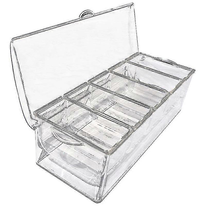 Ice Cold 5-compartimenten condiment server rack-service tray container met 5 verwijderbare trays