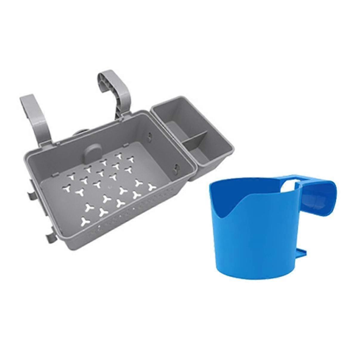 Poolside Storage With Pool Cup Holder, Pool Basket, For Above Ground Pool Accessories, Poolside Bracket For Framed Pools