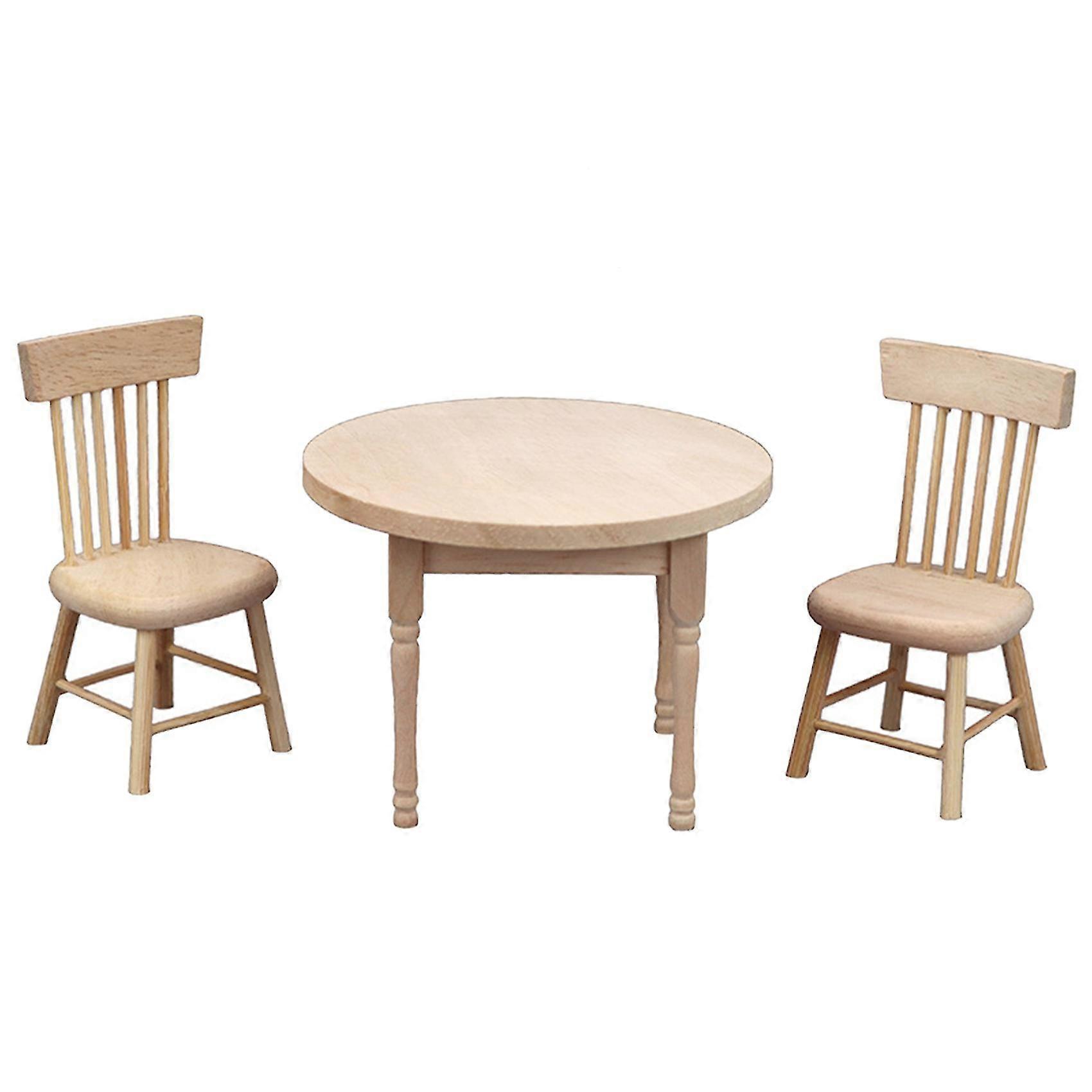 1/12 Scale Doll House Round Table Dining Table Chair Set , Simulation Furniture Model For Doll Hous