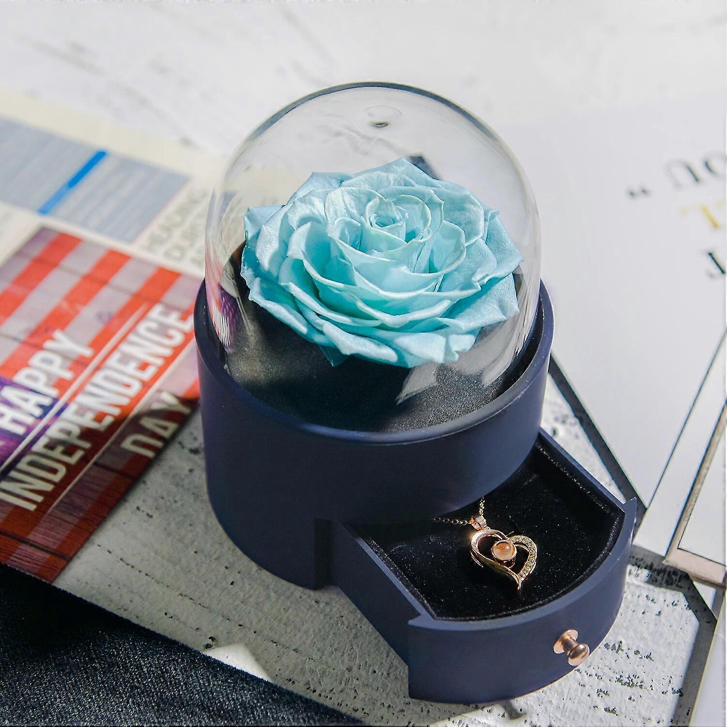 Eternal Rose Jewelry Box Preserved Flower Ring Storage Case with