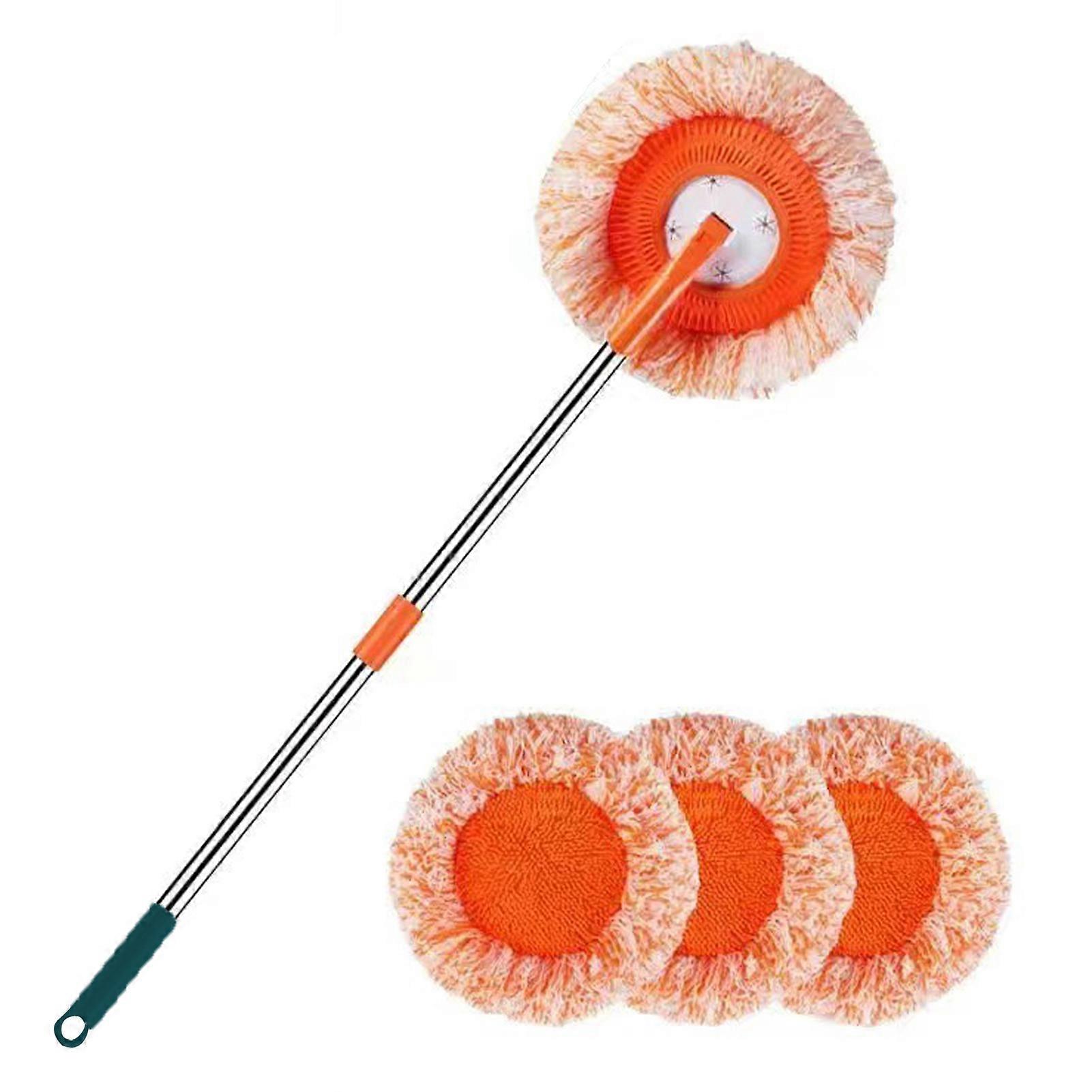 Cleaning Mop with Retractable Extended Handle Multi-Angle Rotating Head Dry Wet Use Cleaning Mop with 3 Reusable Heads