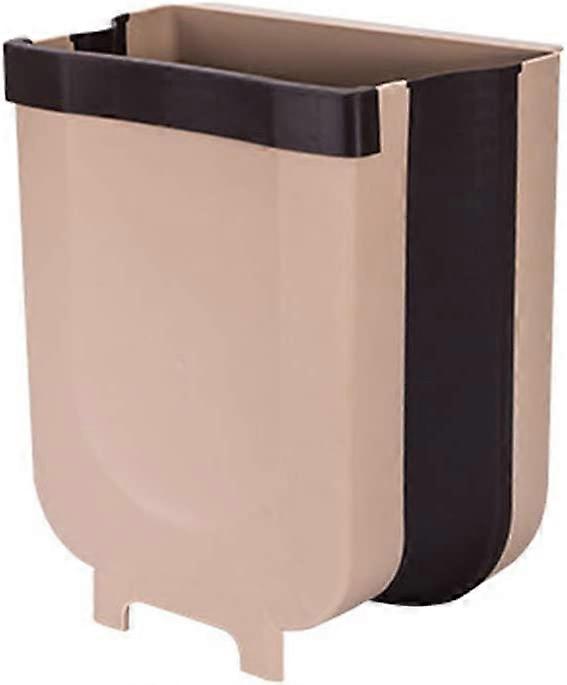 Kitchen Collapsible Trash Can Wall Mounted, 9L (Brown)