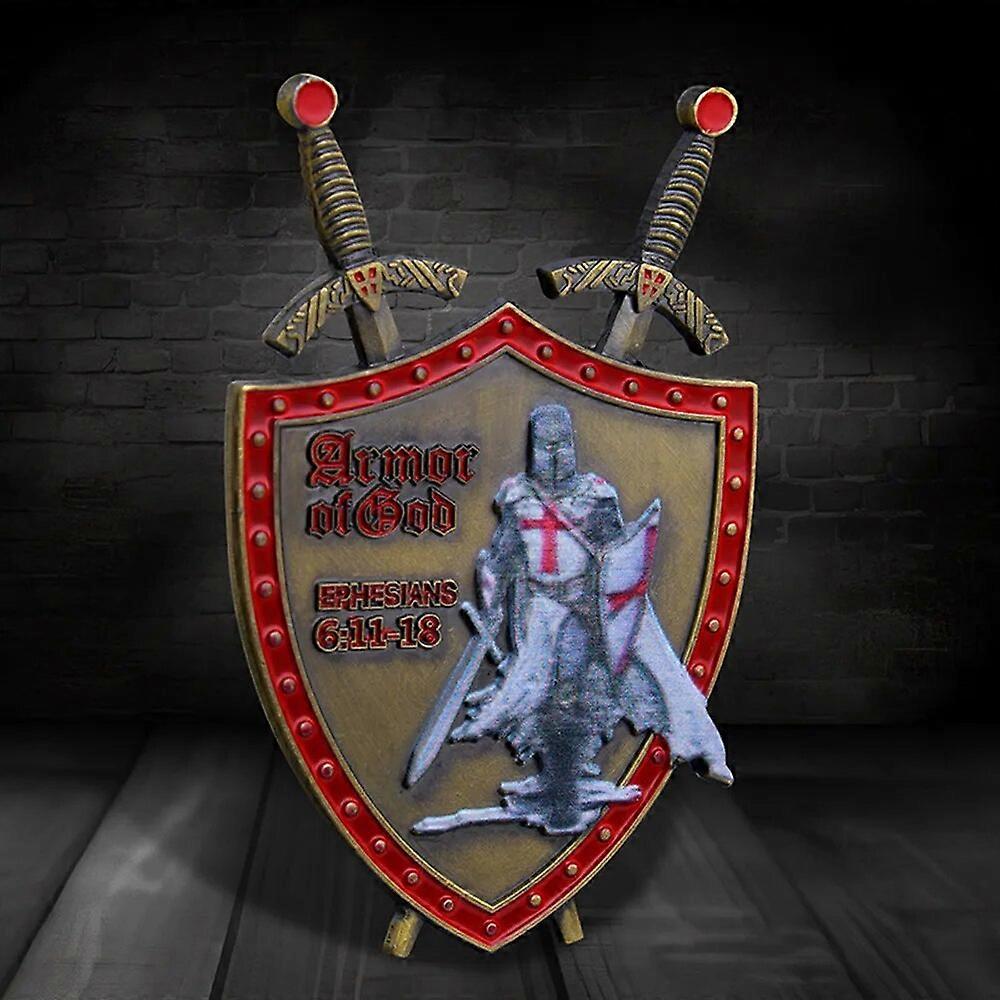 シールドチャレンジコインアーマーオブゴッドミリタリーコインナイトフェンシング装備ミリタリーコインラブリーギフト