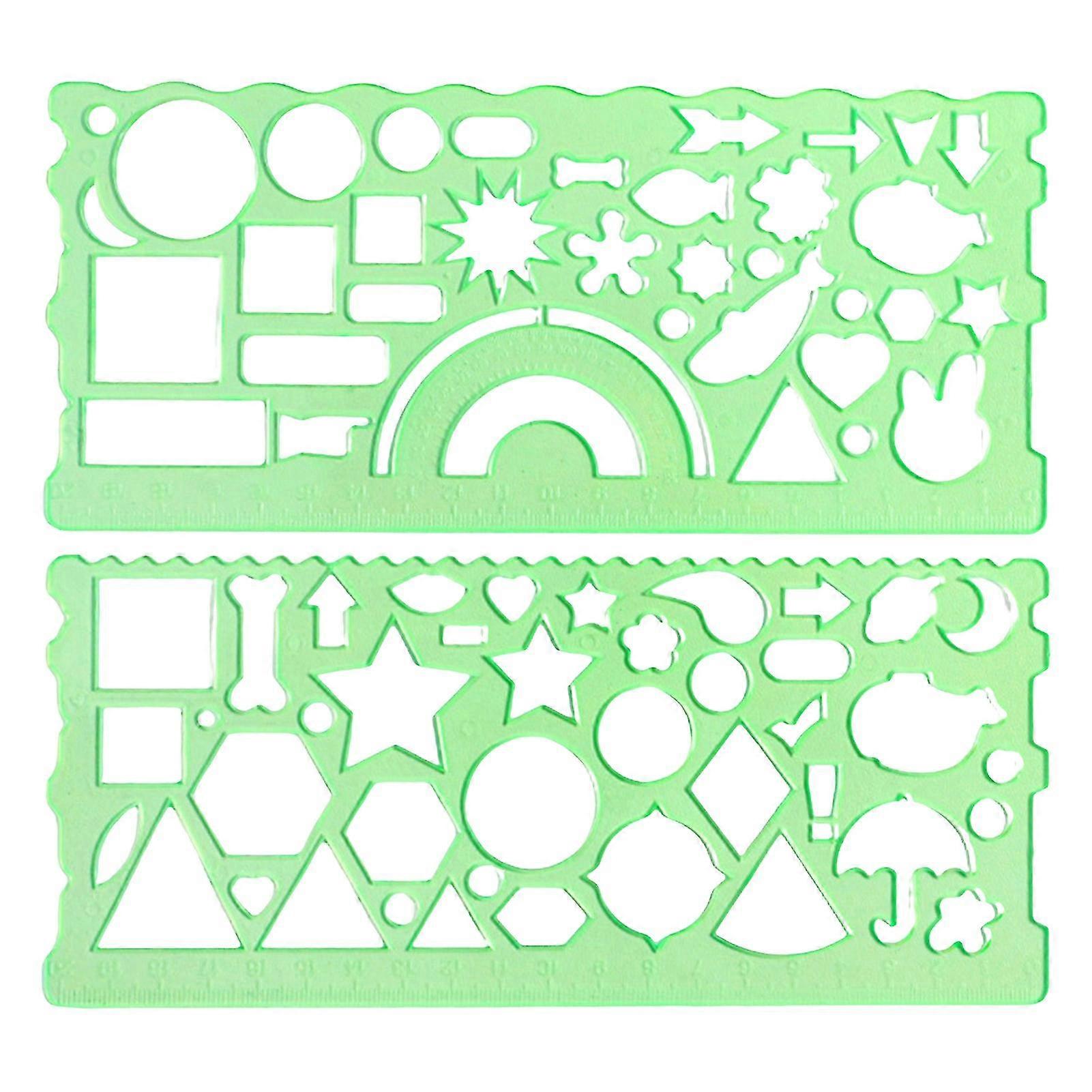 2pcs Clear Geometric Drawing Ruler Multifunctional Precise And Easy-to-use Geometric Triangle Protractor Straightedge