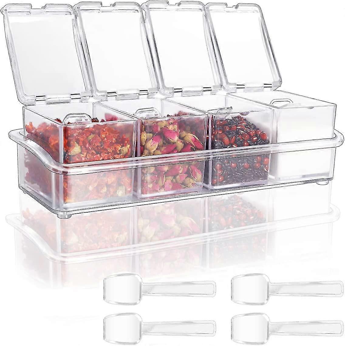 Transparent Seasoning Box 4pcs/set, Barbecue Storage Containers