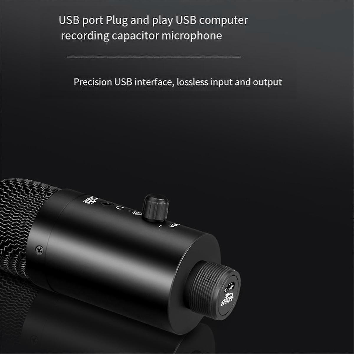USB Condenser Microphones for PC Computer Laptop Singing Gaming Streaming Recording Studio Black