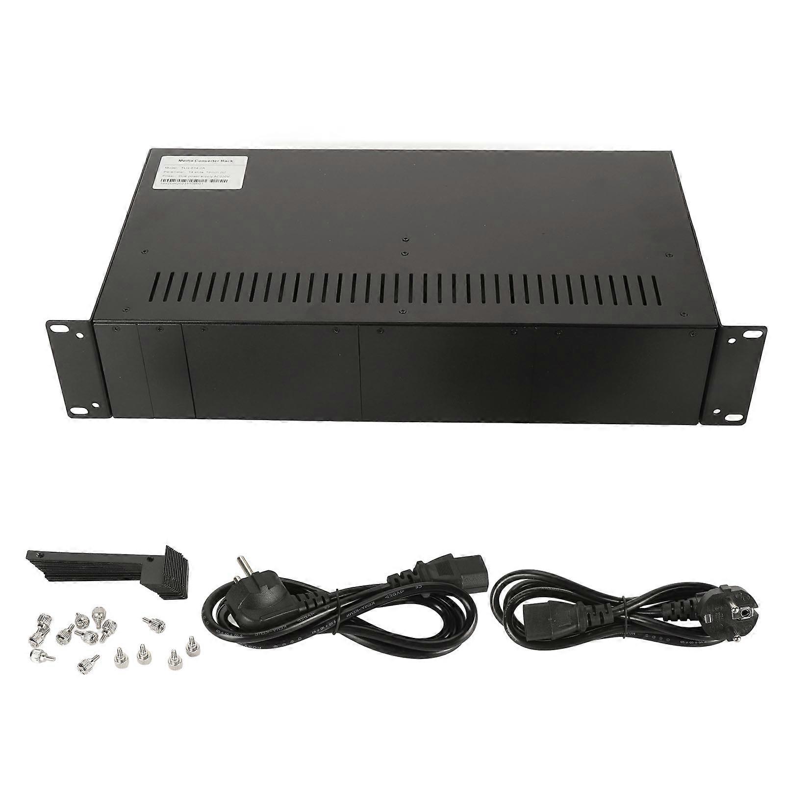 14 slotový optický transceiver rack media konvertor rack SC PC optický FTTH dvojitý napájecí modul 19in 2u přepínač transceiver rám 100?240V EU zástrčka