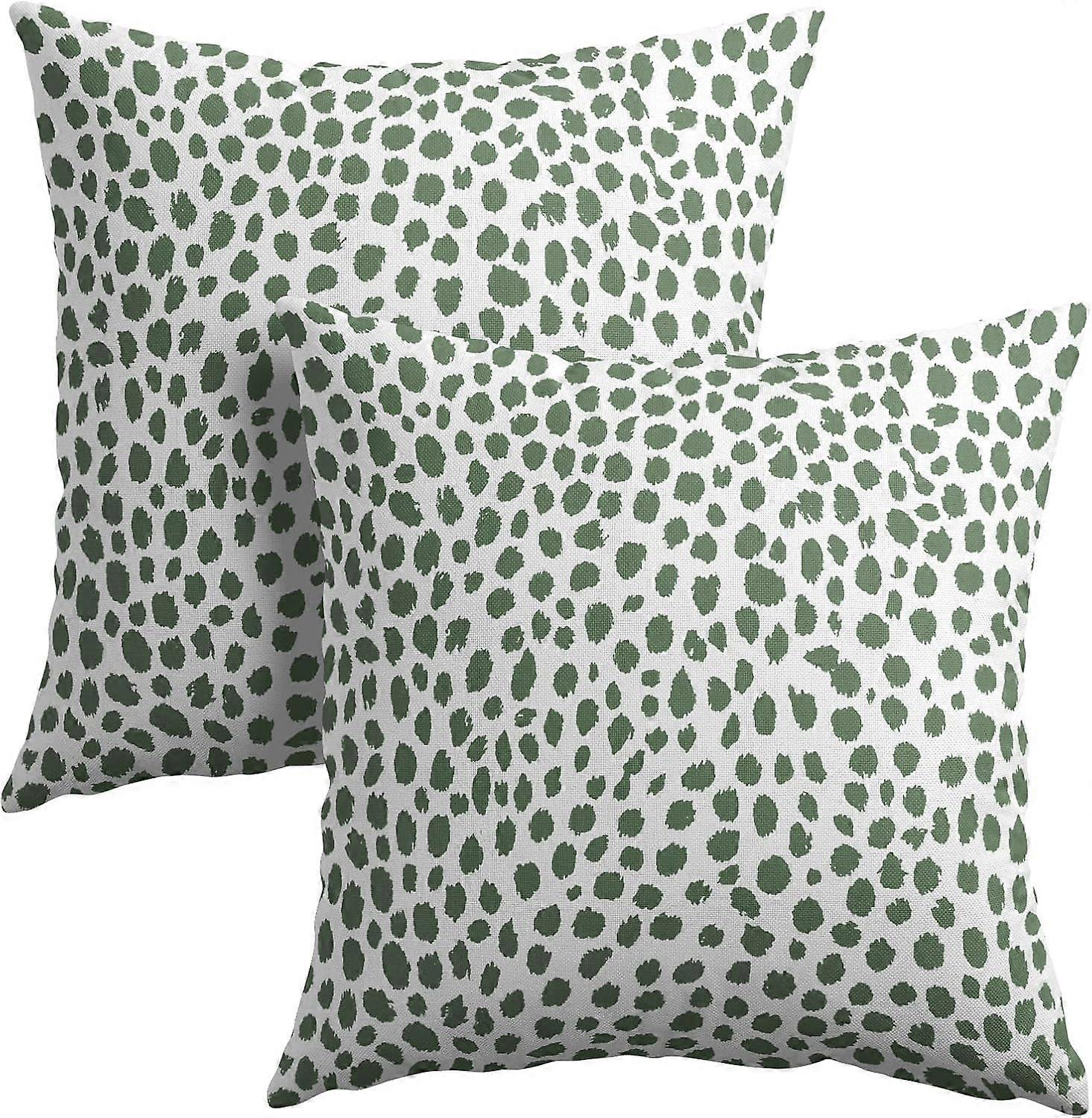 Sauge vert crème taies d’oreiller 16x16 pouces Boho Design Polka Dot coussin taie d’oreiller ensemble de 2 coups de pinceau modernes impression taie d’oreiller coton lin Cush