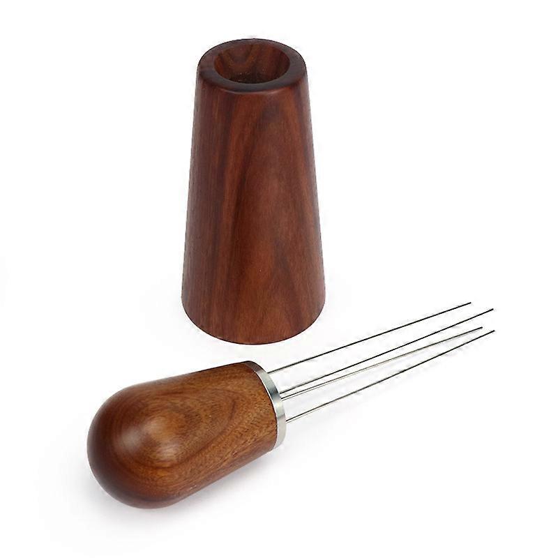Espresso Coffee Stirrer, Coffee Stirring Tool for Espresso Distribution, Natural Wood Handle and Stand,1pcsRed-Brown