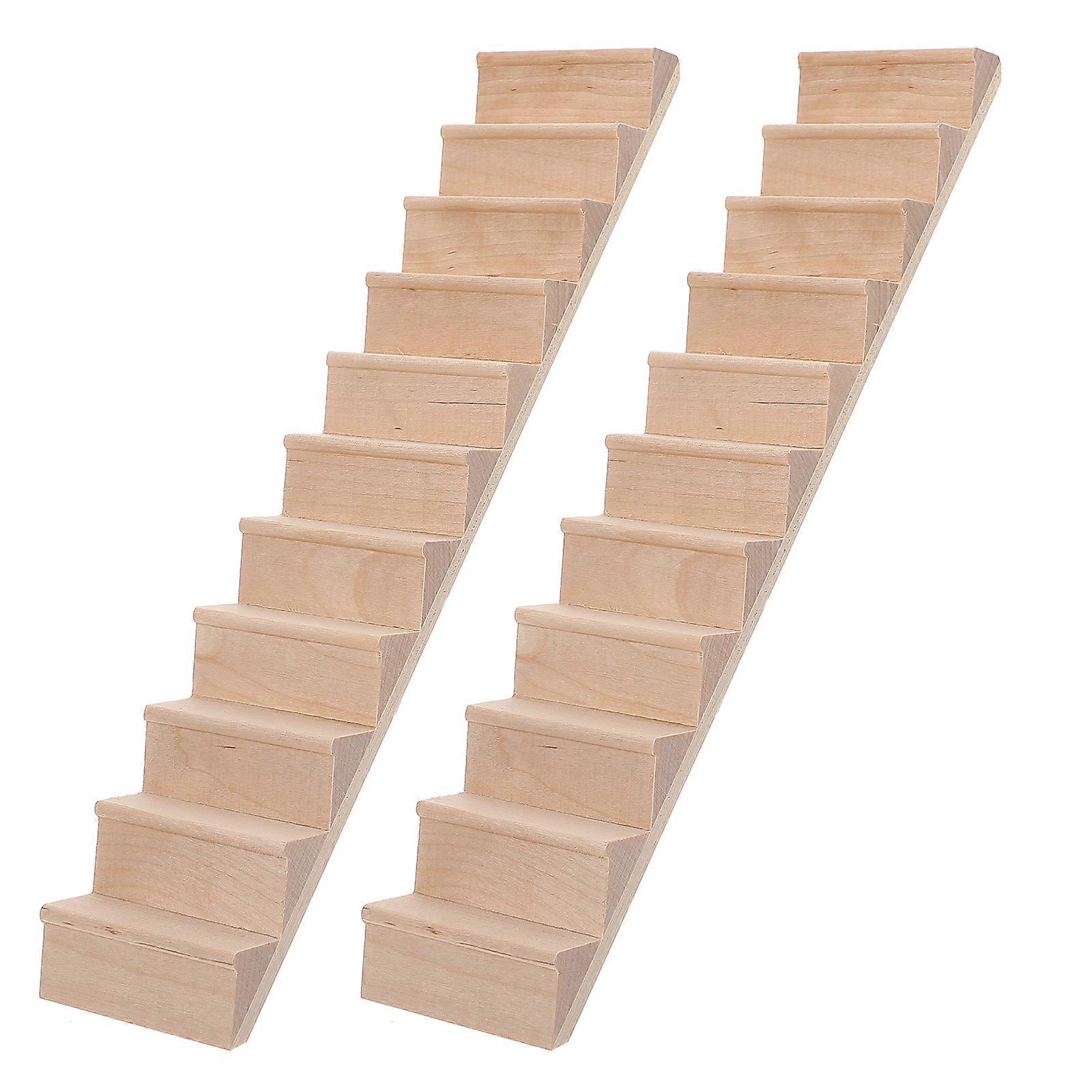 2 pezzi Mini scala per casa in miniatura Scale in legno senza corrimano Accessorio fai da te