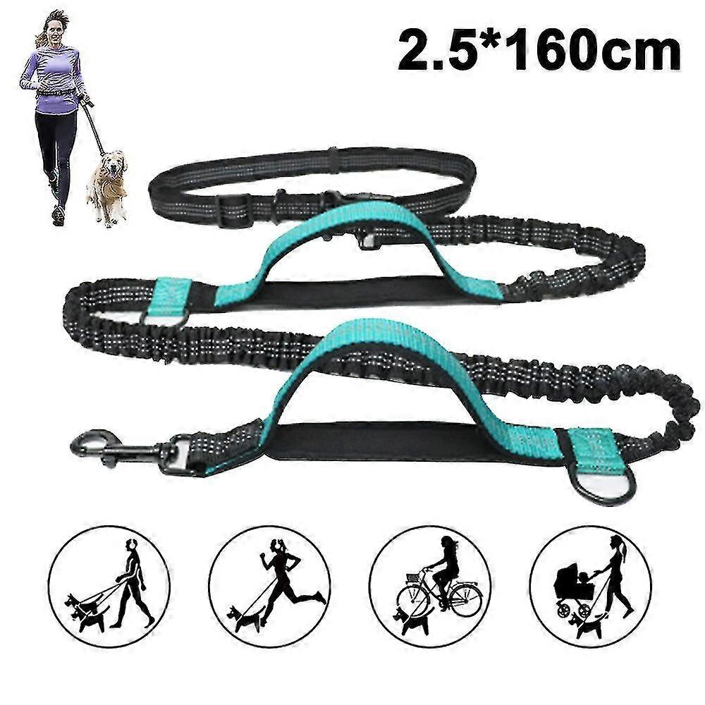 Jogging Dog Leash, Upgrade Hands-free Dog Leash With Two Bungees, Long Nylon Dog Leash With Adjustable Waist Belt For Running Fluorescent Green