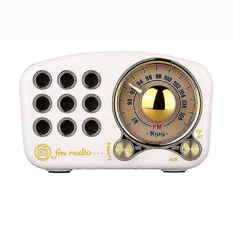 Radio FM rétro haut-parleur Bluetooth avec style classique ancien (blanc)