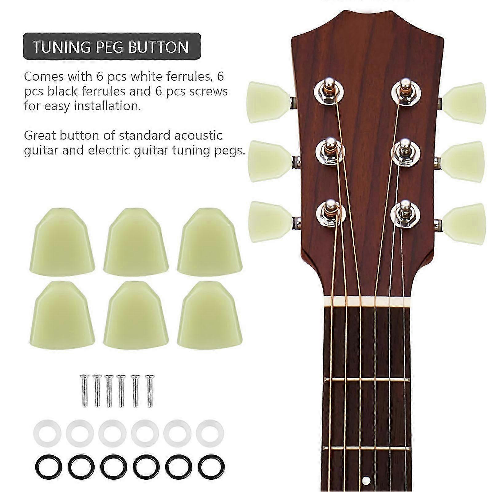 6 PCS/ Set Tuning Pegs Machine Heads Acrylic Buttons for Guitar(Green)