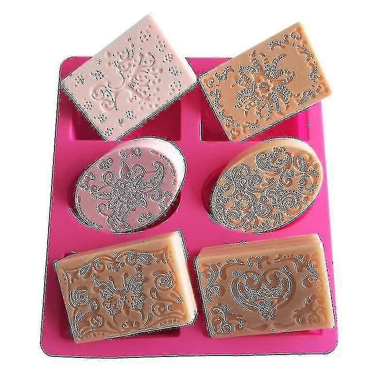 Silicon Soap Mold 6 Matrite de flori în relief model Oval Dreptunghi