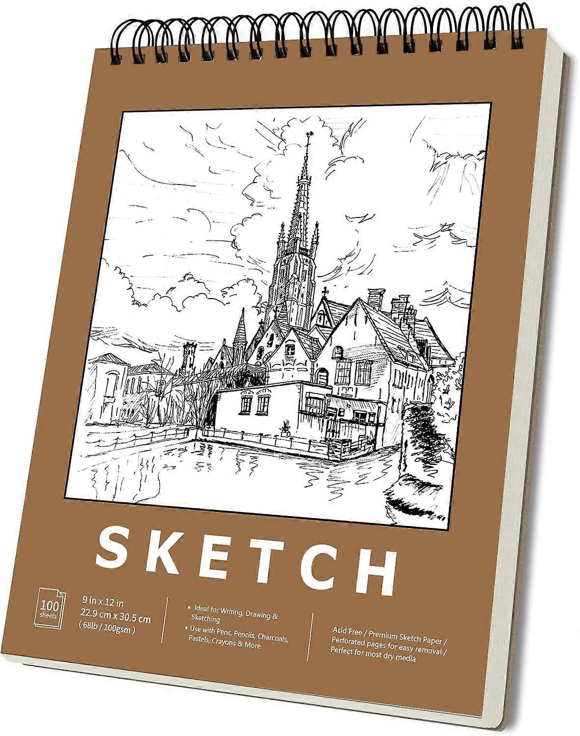 Premium Sketch Book Set, 9" x 12"Spiral Bound Drawing Paper Sketchbook, Acid-Free Art Drawing Painting Sketching Pad Supplies