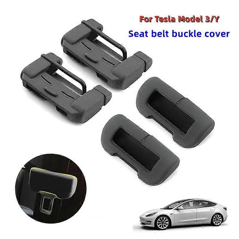 4PCS For Tesla Model 3 Model Y Seat Belt Clip Cover Soft Silicone Collision Avoidance Red Black Car Safety Belt Buckle Protector