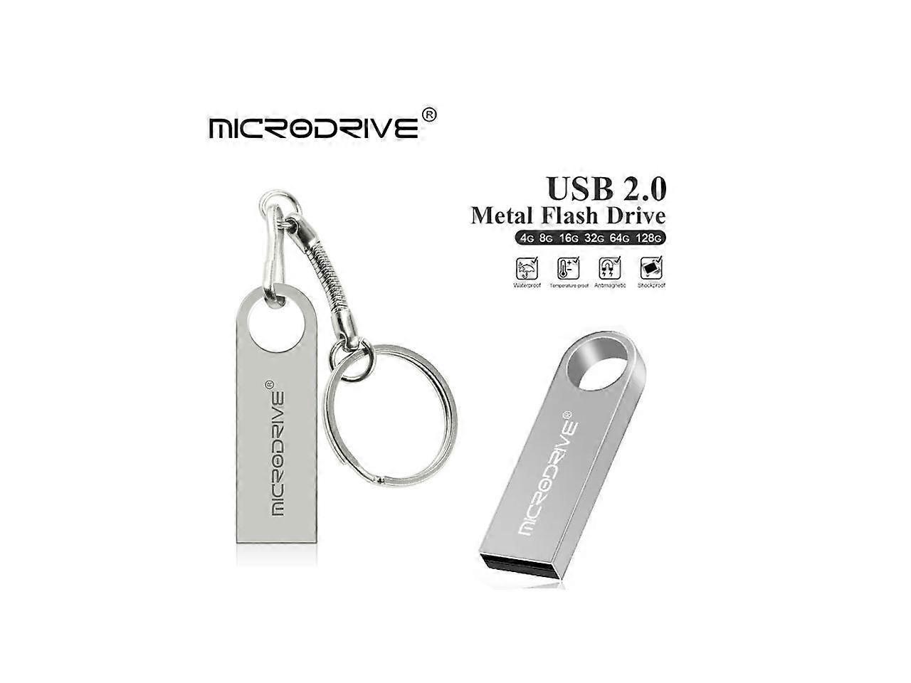 Mini USB Flash Drive Microdrive 64GB Data Traveler USB 2.0 Flash Drive Speed Up to 100MB/s Metal Memory Stick Silver 64GB