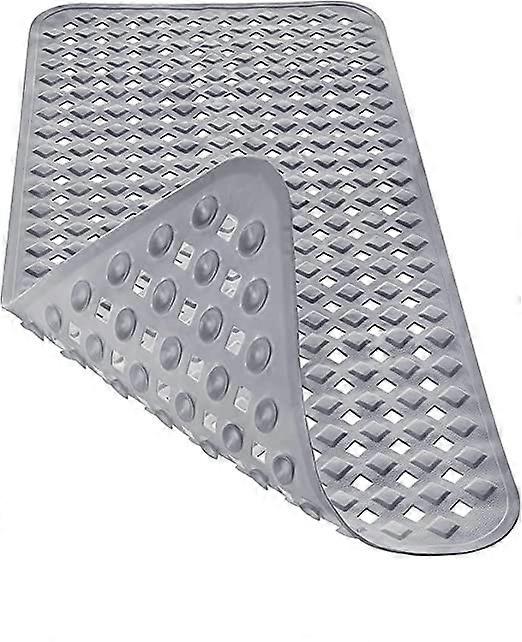 (Gray)Skin Sensitive Anti-Slip Bath Mat 88x39cm, Fixing INCL. - Non-slip BPA Free Bath Mat - Mildew Resistant & Machine Washable Shower Mat
