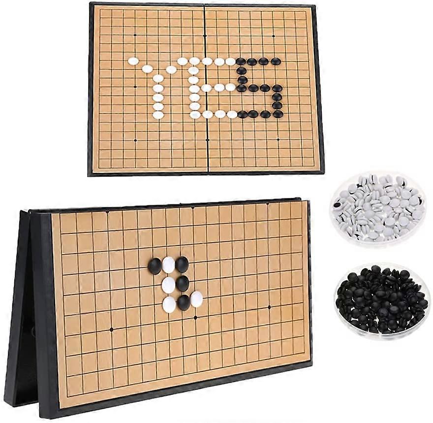 Magnetic Go Game Set, Folding Go Game Board Set Chinese Chess Set Educational Go Board Game Lightweight Weiqi Game Kit for Teenager Kids