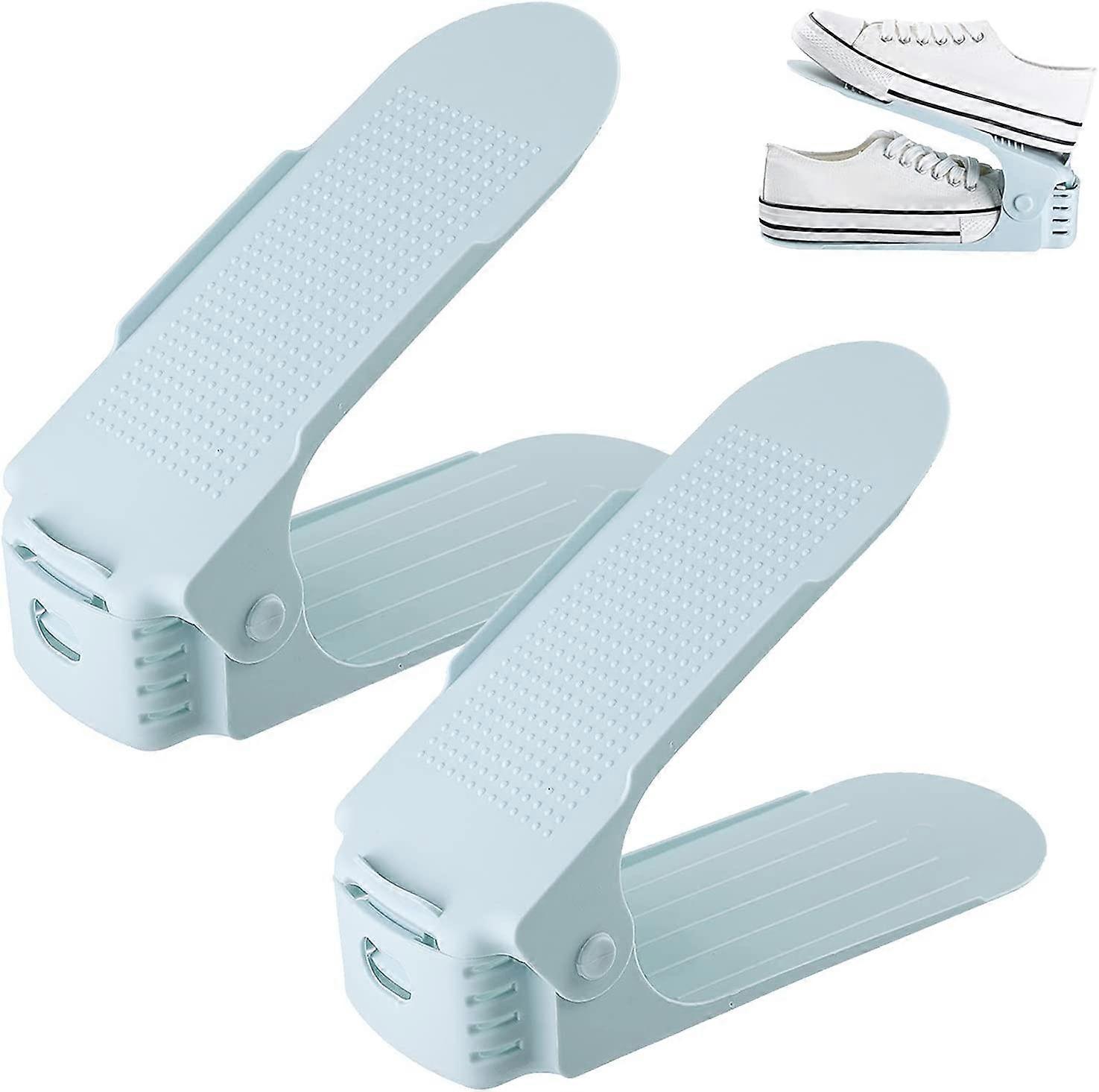 2 Pack Shoe Racks, Adjustable Shoe Slots Organizer, Space Saving Double Layer Shoe Holder
