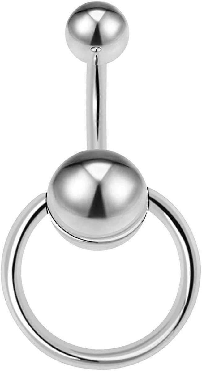 KATEA Dør Knocker Rustfrit Stål Omvendt Bar Navle Ring Piercing Navle Ring 14G 1/2\\