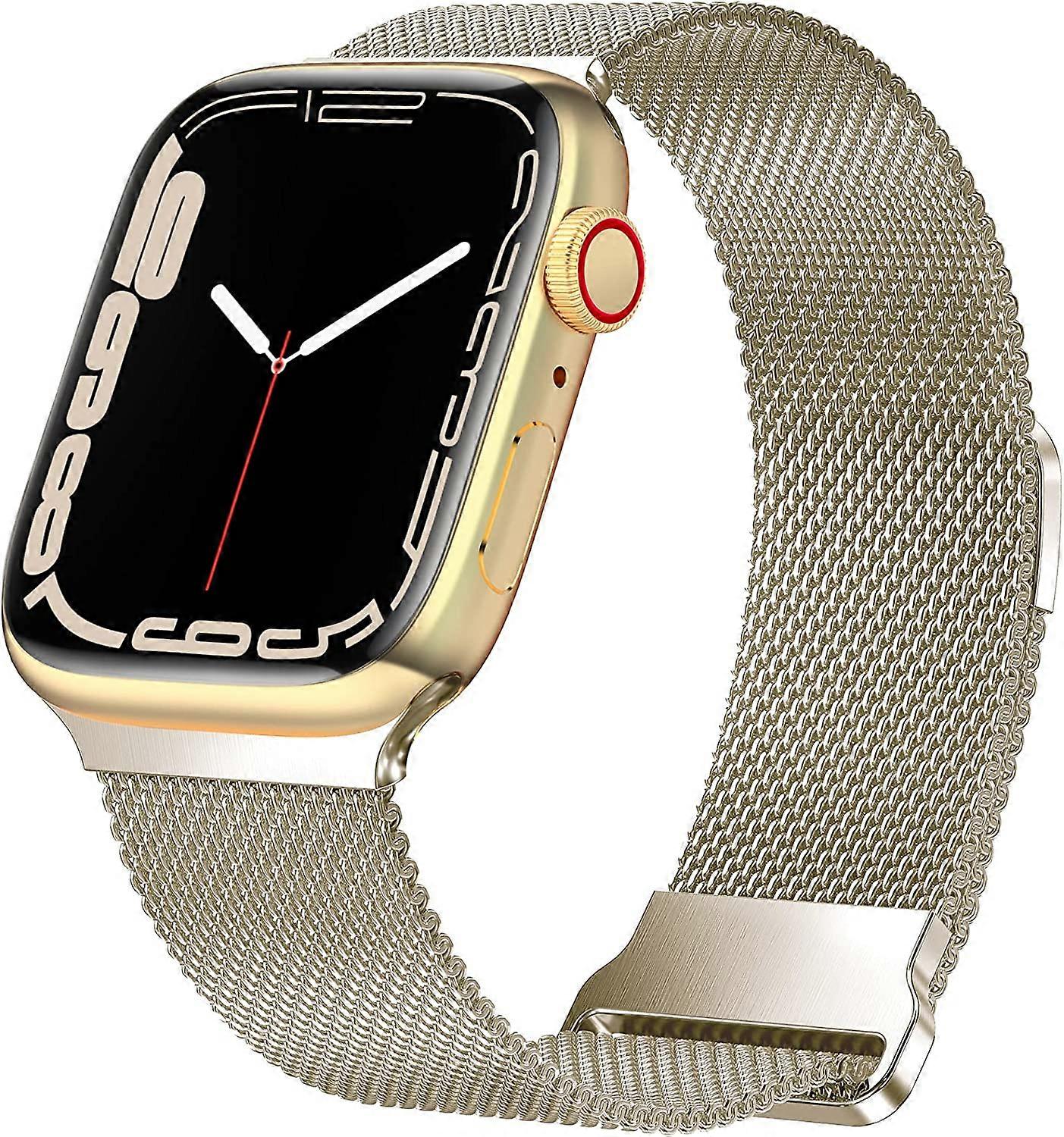 Magnetic Band Compatible with Apple Watch 38mm 40mm 41mm 42mm 44mm 45mm, Stainless Steel Mesh Milanese Strap with Adjustable Loop, Metal band for iWat