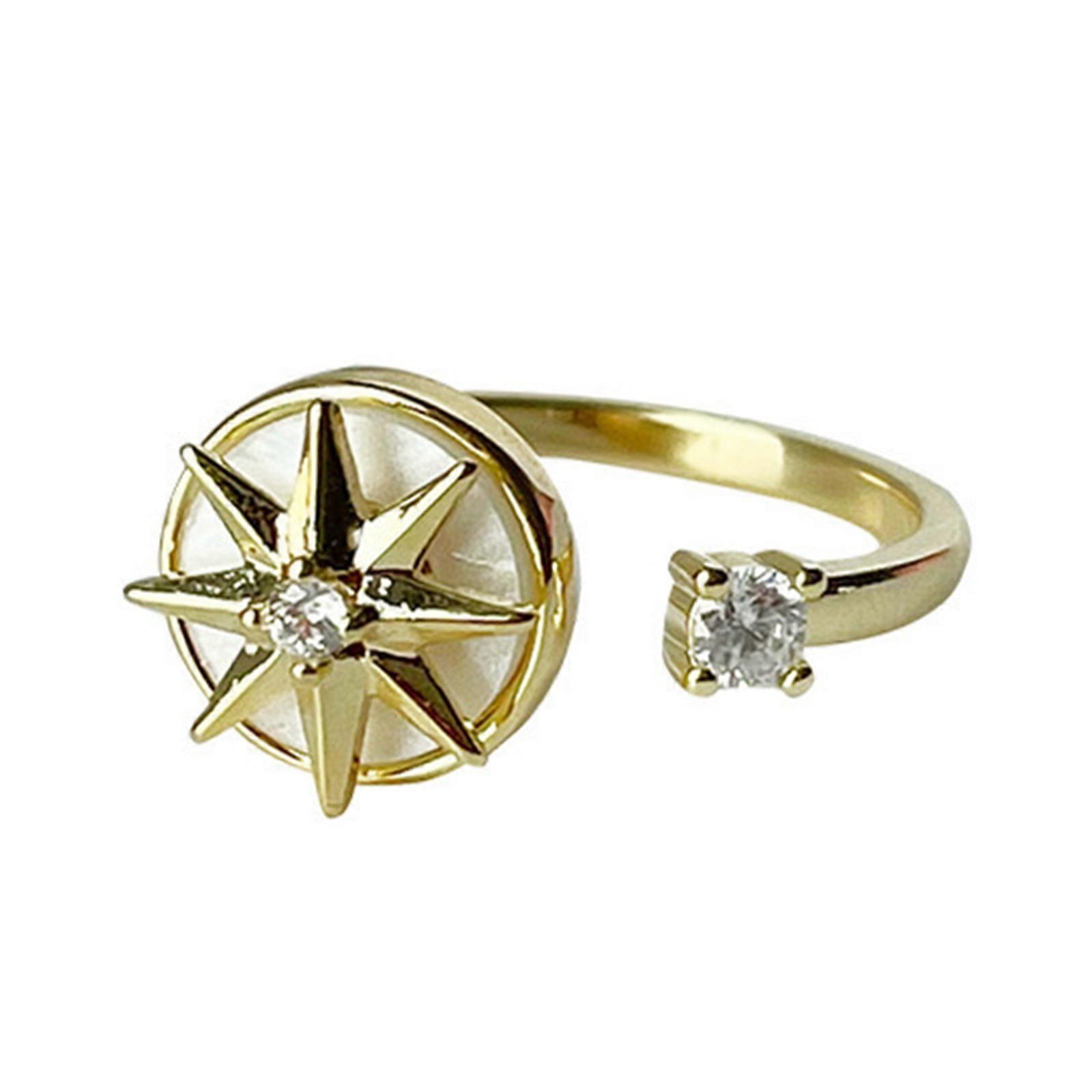 Rotatable Ring Eight Awn Star Ring Adjustable Anxiety Ring Vintage Zircon Ring