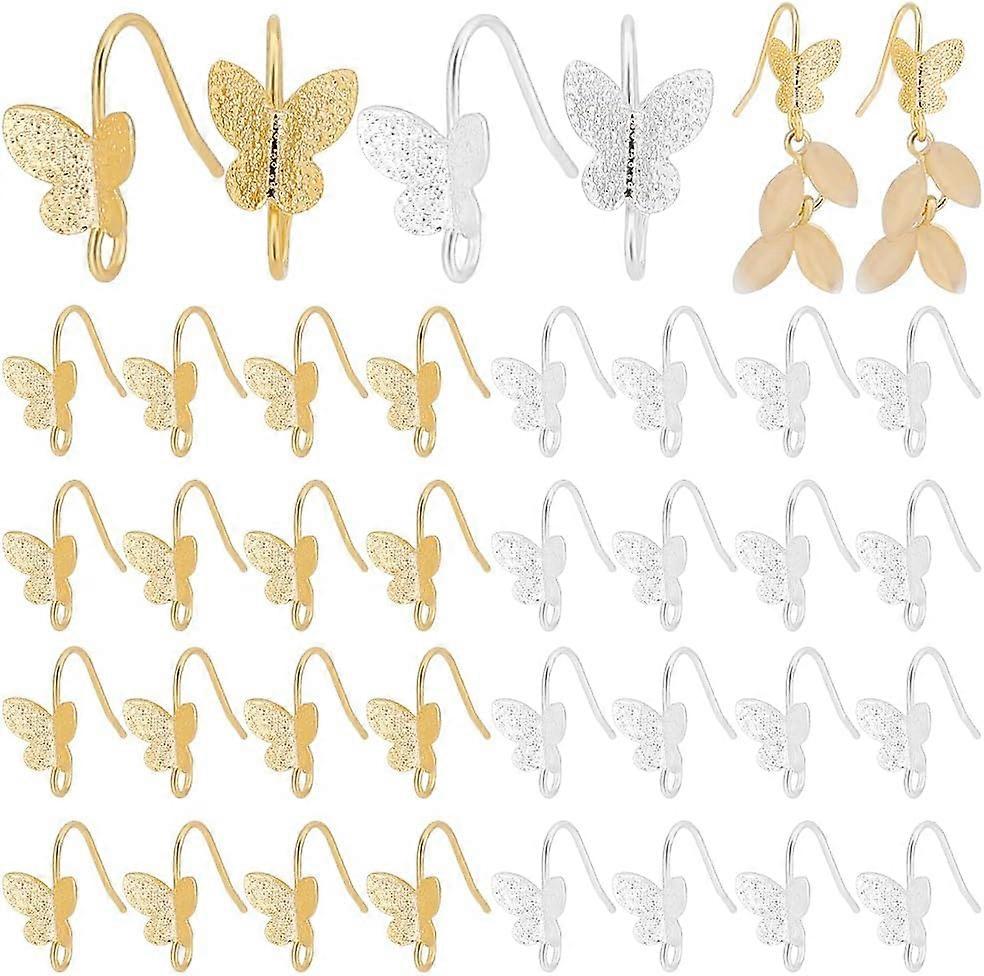 32PCS Gold Earring Hooks, Brass Butterfly Earring Hooks with Vertical Loop Earring Findings Component for DIY Jewelry Earring Making Repairing, Golden