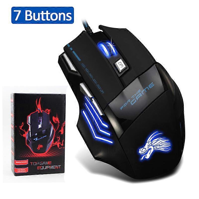 USB Wired Gaming Mouse 7 Buttons 5500 DPI Adjustable LED Backlit Optical Computer Mouse Gamer Mice For PC Laptop Notebook