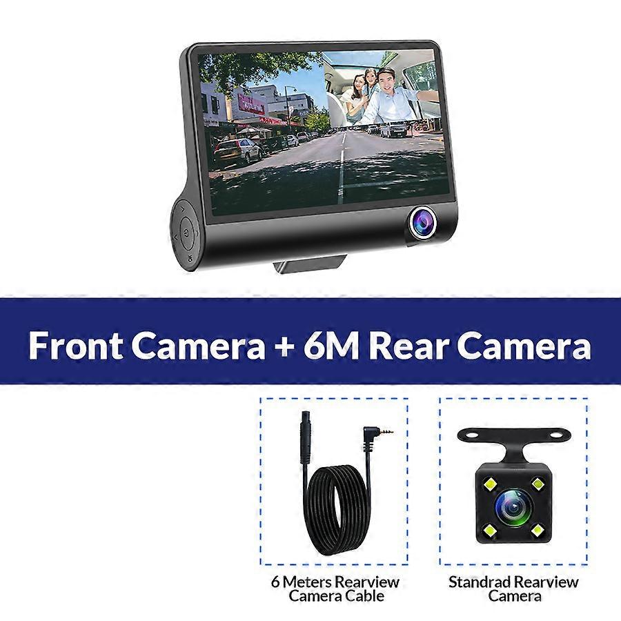 E-ACE B28 3 Cameras Lens Dash Cam 4.0 Inch Touch Screen Car Dvr Video Recorder Full 1080P Auto Recorder Rear Cam View Recorder