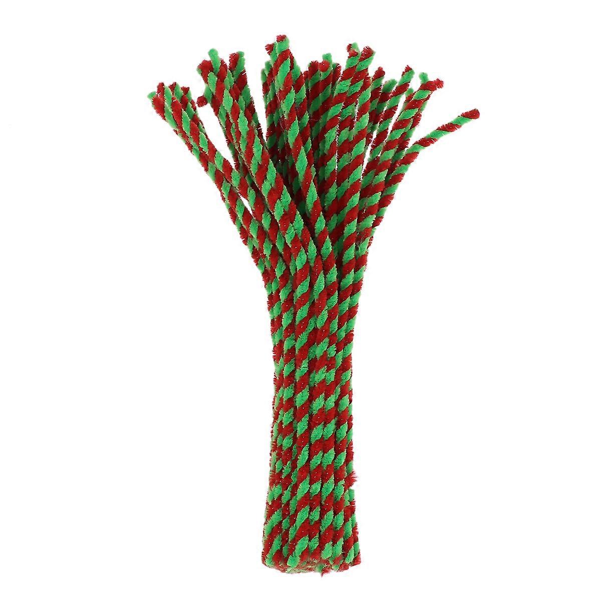 50pcs Δίχρωμο Σκάφος Chenille Στελέχη Κόκκινο και Πράσινο Twistable Stick Παιδικά Καθαριστικά Σωλήνων Παιδική χειροτεχνία Ράβδος Χειροποίητη Τέχνη DIY Υλικά Βελούδινα Εκπαιδευτικά