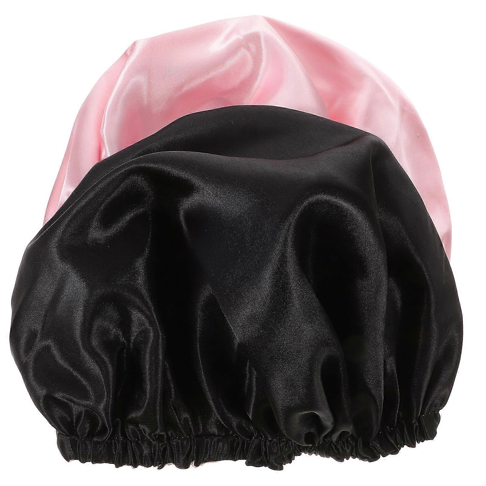 2Pcs Sleeping Round Hat Sleeping Bonnet Portable Satin Bonnet Adjustable Sleeping Hat
