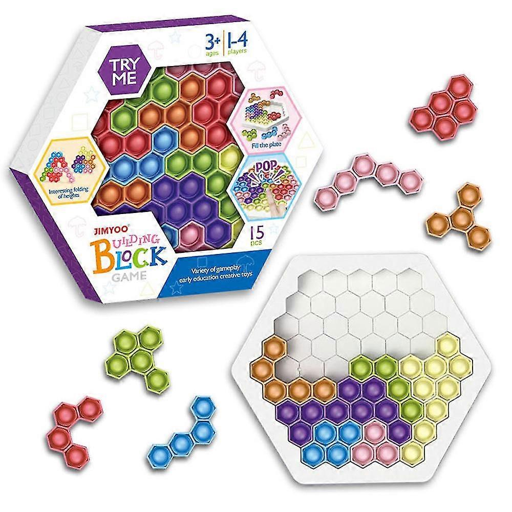 Push It Pop Puzzle Fidget Game, hexagone Jigsaw Bubble Toys Cadeaux