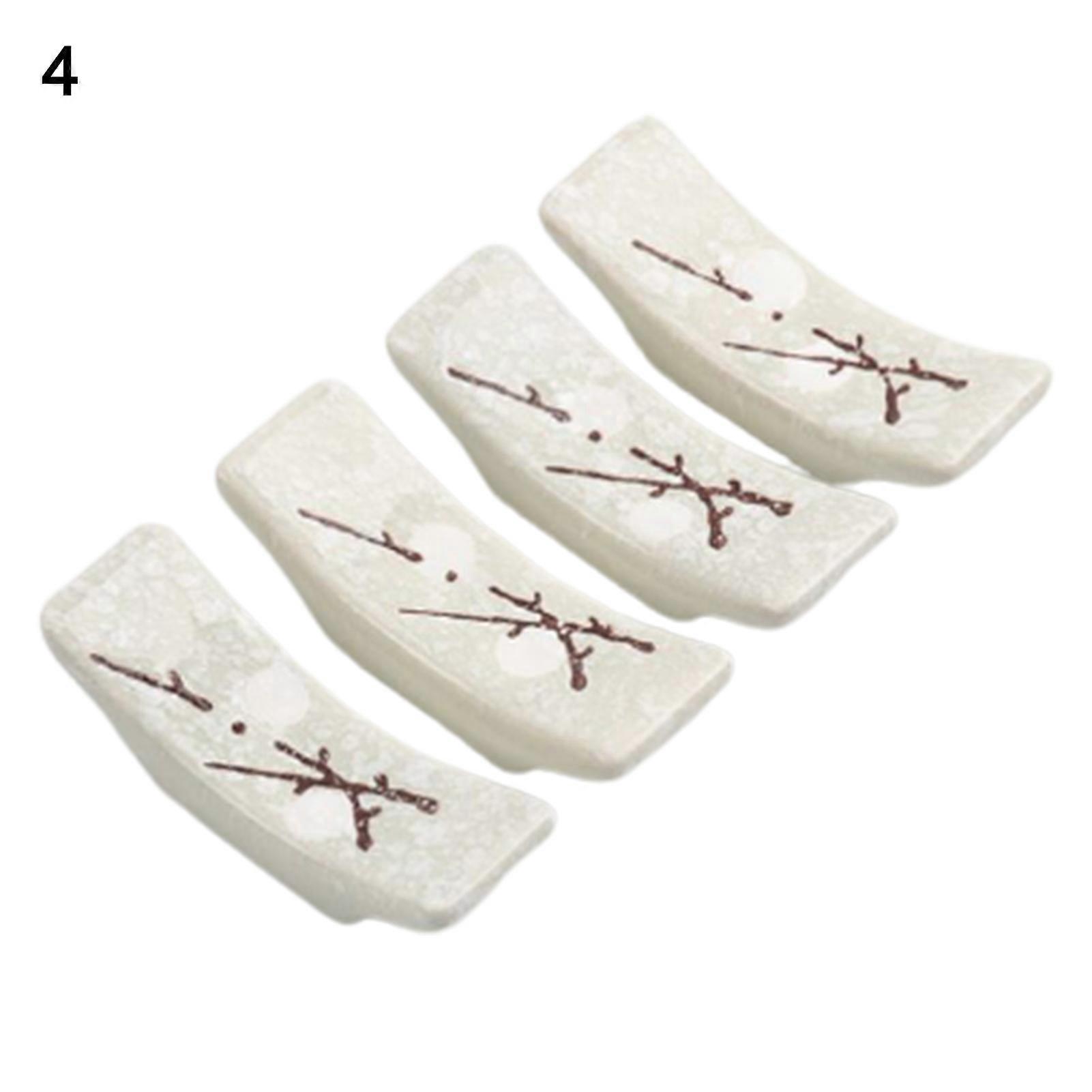 4Pcs Ceramic Chopsticks Holder Exquisite Smooth Surface Spoon Rack Chopsticks Rest Kitchen Tool