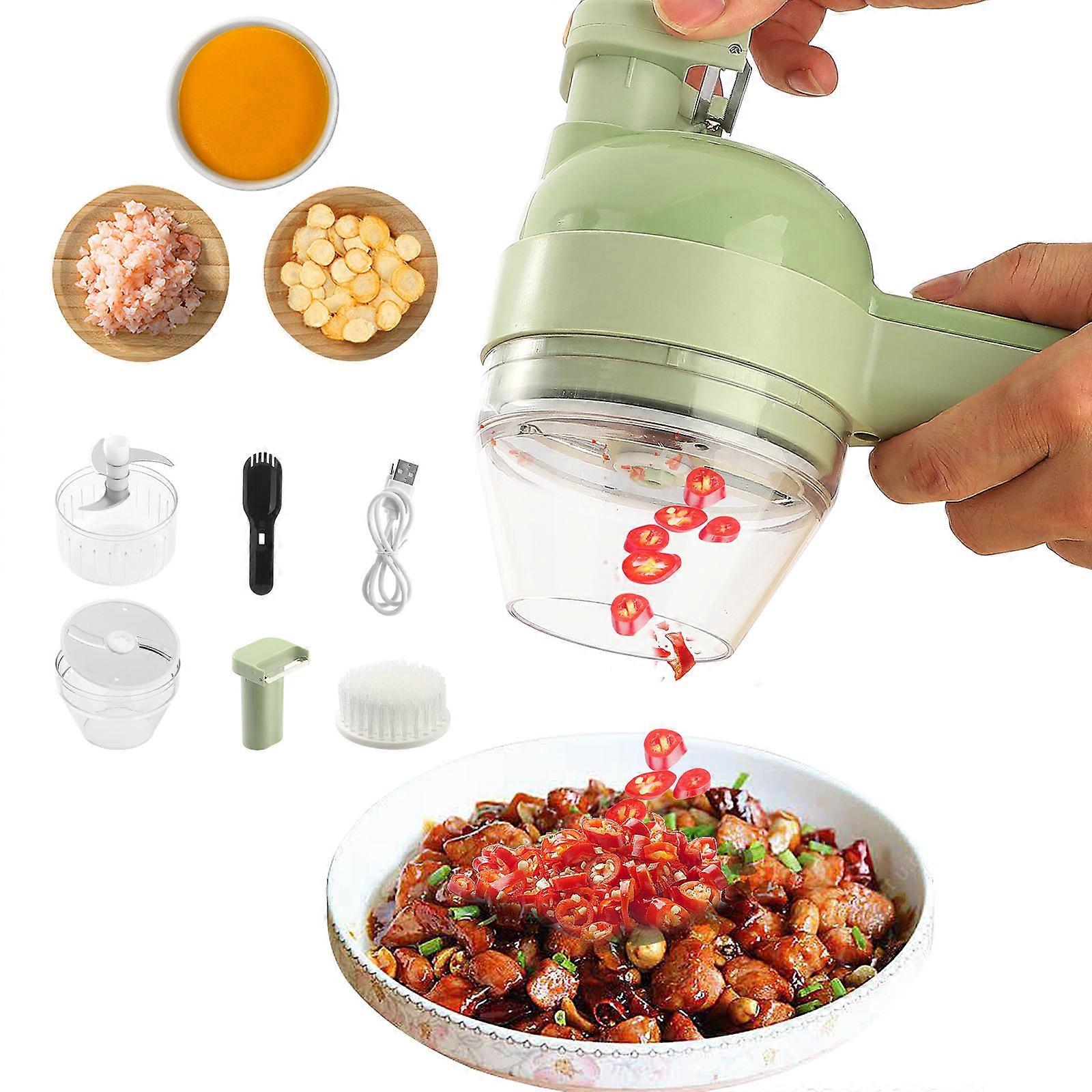 4-in-1 Handheld Elektrische Gemüseschneider Set Wireless Food Chopper Mini Grinder