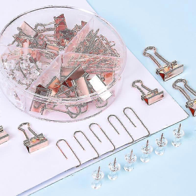72pcs Paper Clips And Binder Clips Thumbtacks Set And Holder Non-slip Card Tacks Thumbtacks Clips Kits With Container