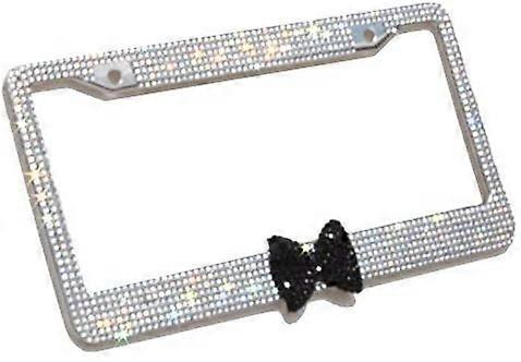 7 Rader Bling Bling Rhinestone Rustfritt Stål Nummerskilt Ramme Necktie Skinnende Nummerskilt