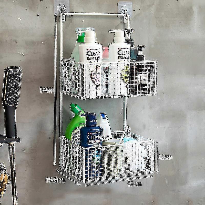 Naiwang Multi Layer Wall Mounted Punch Free Adhesive Bathroom Shelf Rack No Drilling Toilet Shampoo Holder Storage Rack Organizer