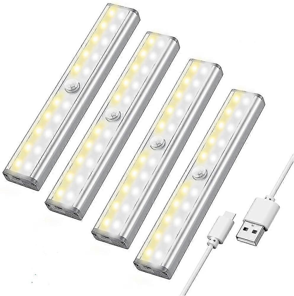 Led Closet Lamp Pack 4, Usb Rechargeable Wireless Motion Detector Led Lamp