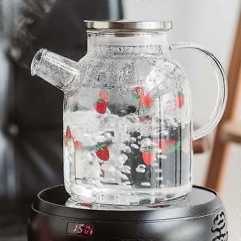 Verre borosilicate théière boisson bouilloire transparente pichet de bureau (1800ml