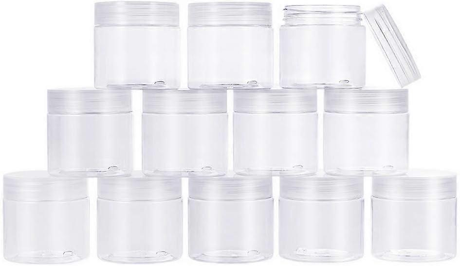 20 Pack 2oz PET Plastic Round Container Jars with Clear Lids and and Leakproof Gasket for Beads Crafts Body Scrub Creams