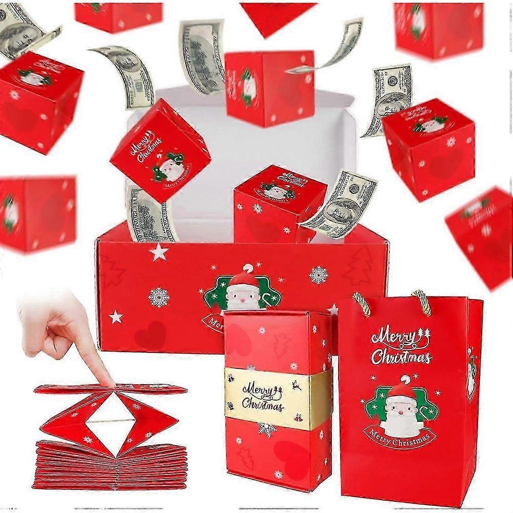 Explosion i överraskningspresentask, hopfällbar studsande överraskningspresentask för pengar, överraskningspresentask med konfetti för födelsedagsårsdag